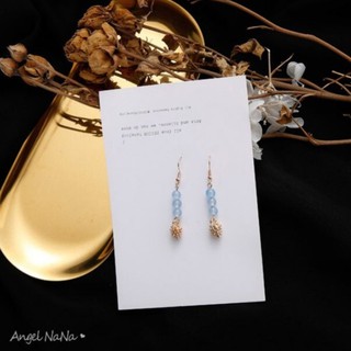 【AngelNaNa】耳環-復古宮廷風藍色天然石松果耳勾《可改耳夾式》《可改S925銀針》(SRA0090)