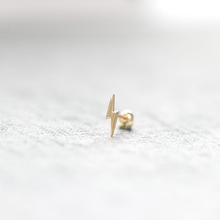 14K Gold Lightening Piercing 金閃電鎖珠耳環（單個) 轉珠耳環 純K金