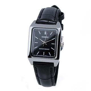 CASIO 卡西歐手錶 LTP-V007L-1E 黑面 方形 指針 皮革女錶 全新