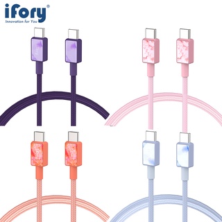 【iFory】 Android /iPhone 16手機適用 Type-C to Type-C 快充 編織充電/傳輸線