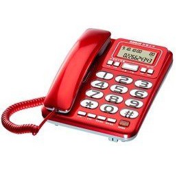 【通訊達人】【含稅價】台灣三洋TEL-857 來電顯示有線電話機_來電超大鈴聲/超大字鍵/單鍵記憶_紅色款