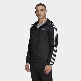 ⓉⒽⓇⒺⒺⒼ🔥ADIDAS ESSENTIALS 風衣 運動外套 連帽 三線 拉鍊口袋 黑色 男款 HE4322