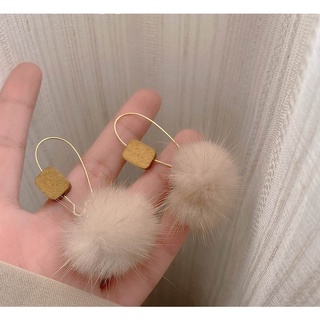 韓系 ins 925銀針 秋冬質感 毛球精緻耳環
