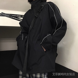 外套秋季韓版ins港風反光夾克寬鬆薄款黑色棒球服上衣現貨