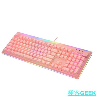 艾芮克i-rocks K71M 機械式鍵盤/RGB背光 (粉色)/極客GEEK