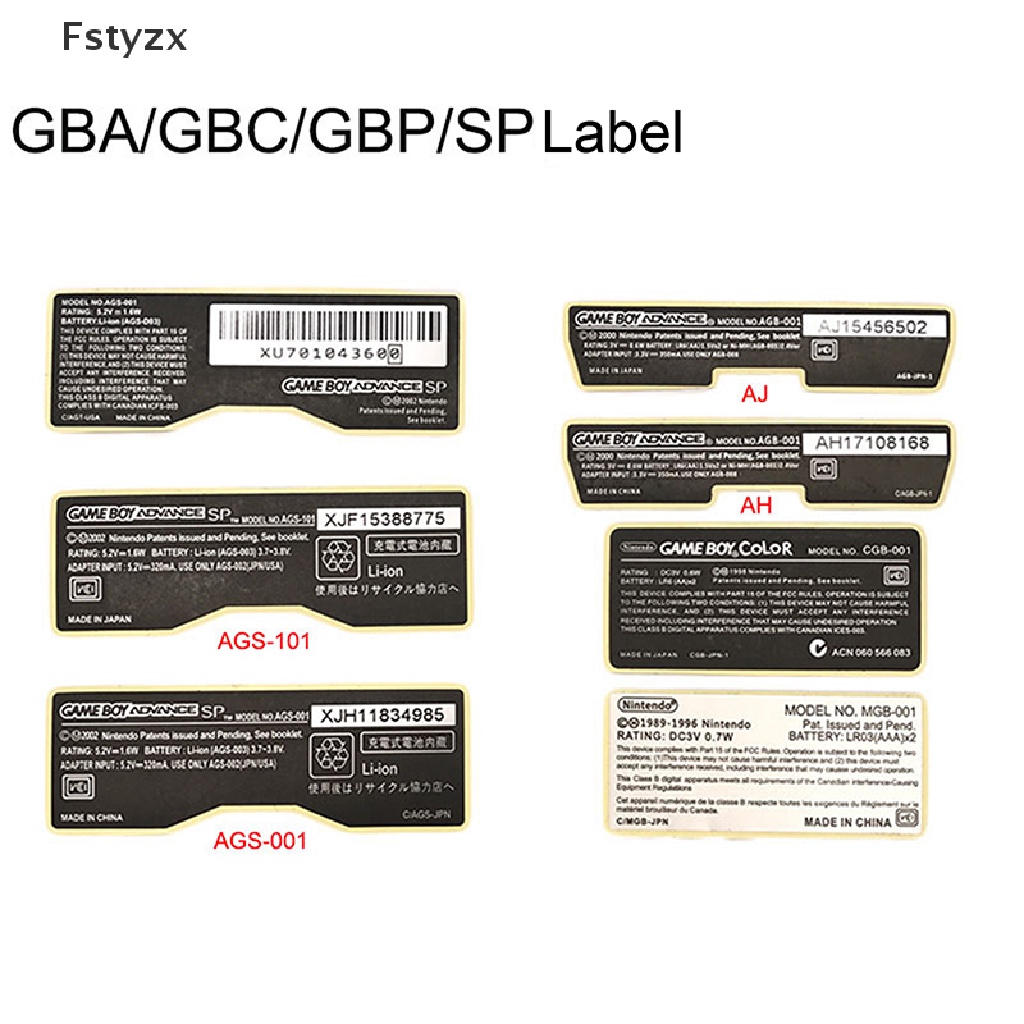 Fstyzx 2 件適用於任天堂遊戲男孩替換貼紙適用於 GBP GBC GBA SP 001 101 標籤 FY