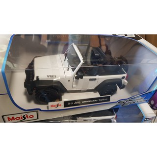 [Maisto 汽車模型] 全新 1:18模型 2014 Jeep WRANGLER 白色/暗橘色