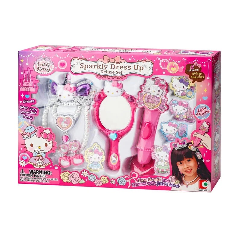 【MR W】Hello Kitty 凱蒂貓 閃亮裝扮組 DIY手工 飾品 首飾 項鍊 耳環 兒童 家家酒 玩具