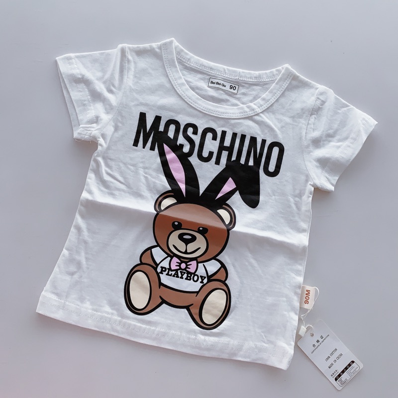 女童 全新短袖T恤 大牌同款 翻玩moschino熊熊兔子休閒短T
