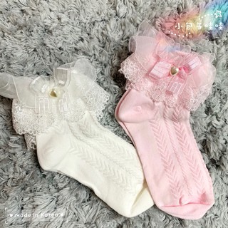(韓國製)小包子哇哇 Ksu5010-002 韓國製童襪 童襪 蕾絲 蕾絲童襪 公主襪 蝴蝶結襪