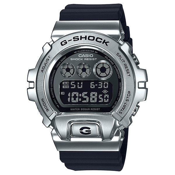 G-SHOCK 經典圓形設計超質感金屬錶殼計時碼錶200米防水電子錶（銀）_ GM-6900-1