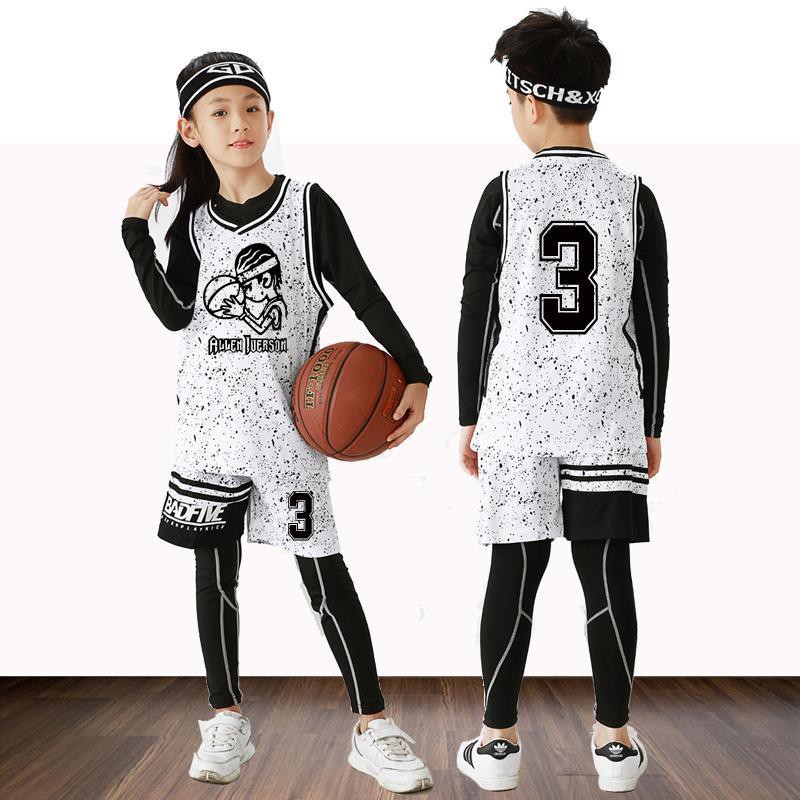 兒童籃球服套裝男孩和女孩訓練球衣幼兒園小學生定制比賽四件套服裝 蝦皮購物