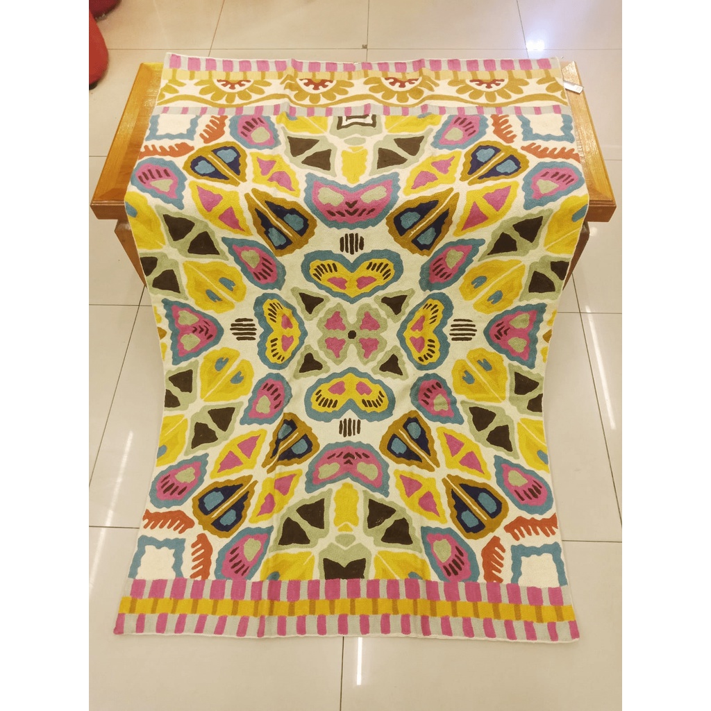 萬花筒｜印度喀什米爾 純手工羊毛 立體鎖鏈刺繡編織地毯 有機花草設計 貴族歐風波斯地墊