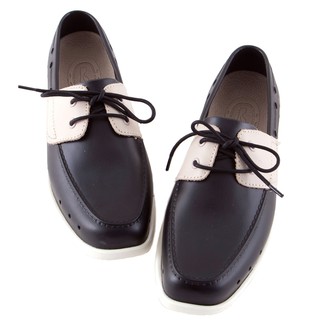美國加州 PONIC&Co. BASIL 防水輕量 洞洞綁帶帆船鞋 雨鞋 黑色 男女 平底紳士鞋 環保休閒膠鞋 懶人鞋