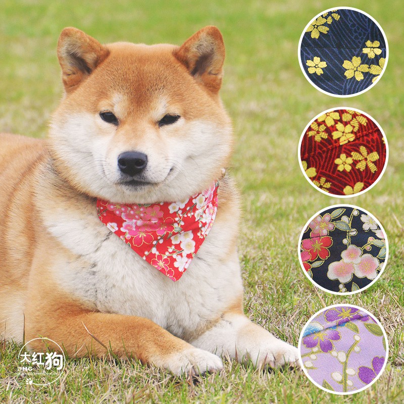 新款熱銷 日本式純棉面料和風系列寵物三角巾柴犬圍巾配飾狗狗口水巾帶項圈 蝦皮購物