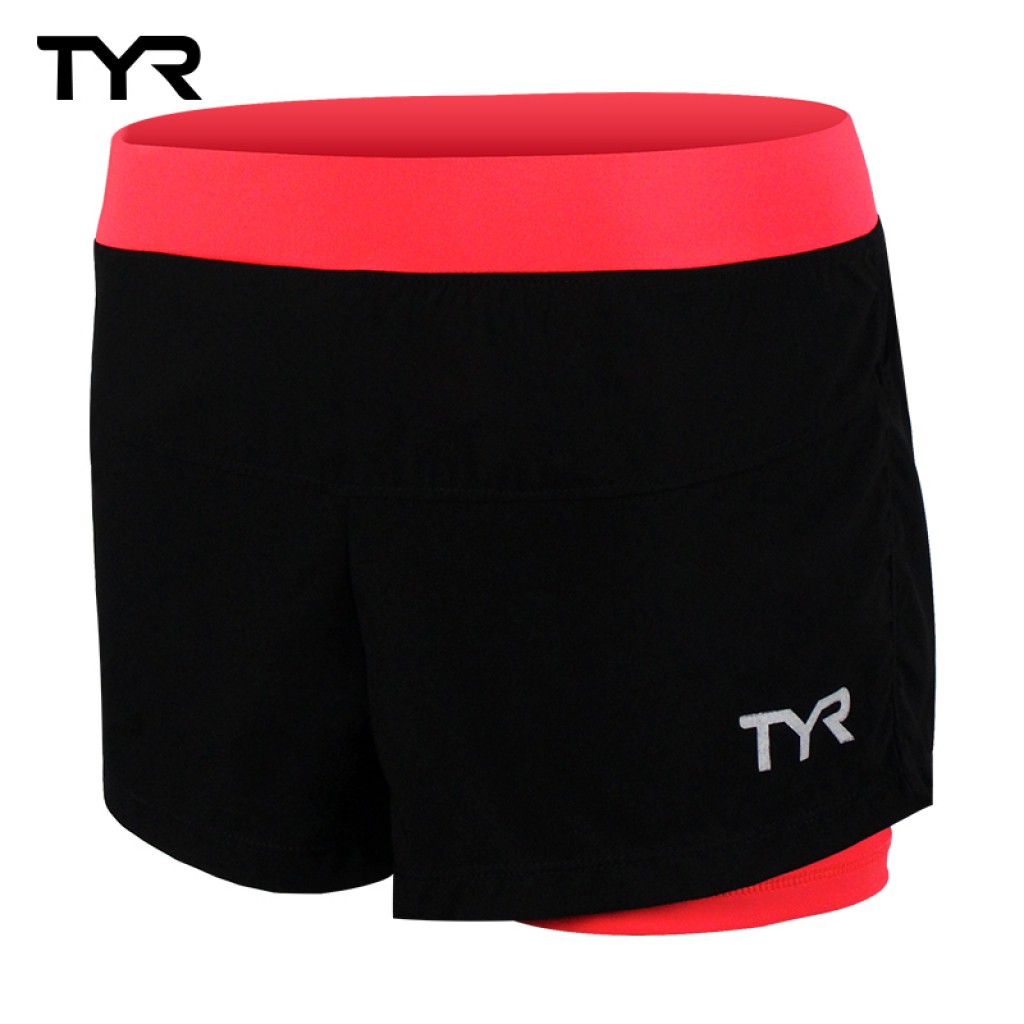 美國TYR 女款透氣排汗短褲 Ladies Running Short Peach 台灣總代理 路跑 三鐵 泳褲