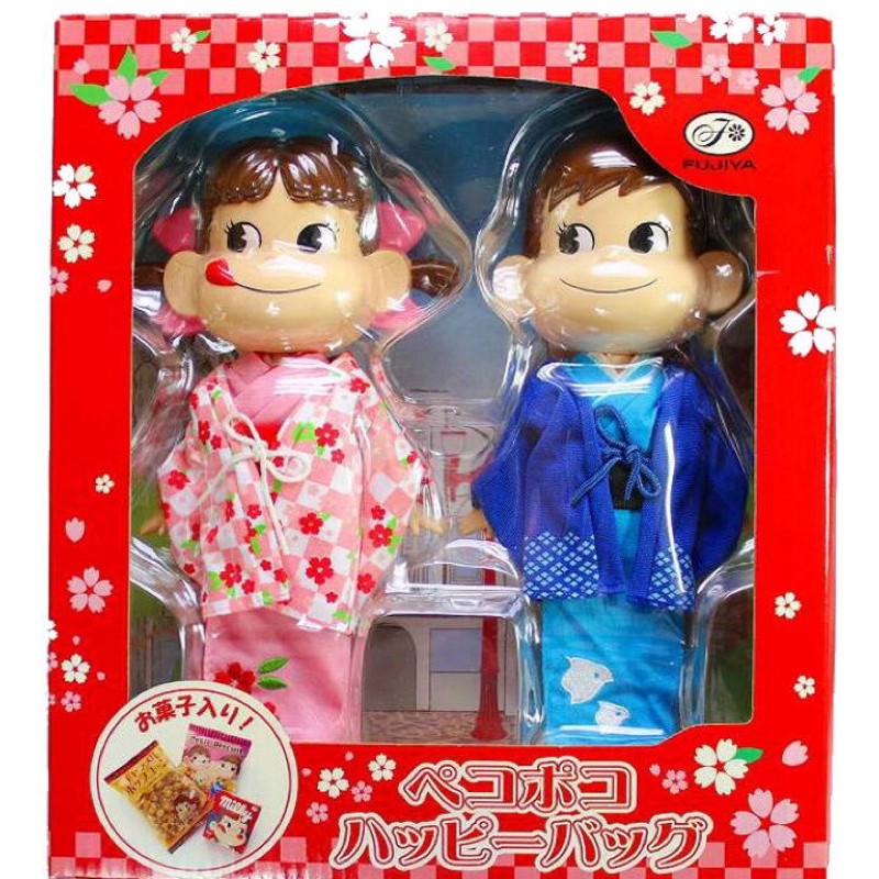收藏品出清【薰衣草舖子】日本進口 PEKO 不二家 牛奶妹  新年和服系列限量 公仔。娃娃 一對