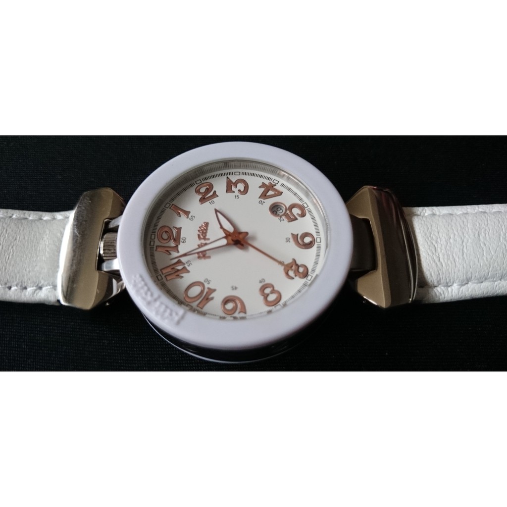 手錶 FOLLI FOLLIE 女錶 白色 真皮腕錶 皮帶錶 圓形.....俗俗賣!...........不二價!