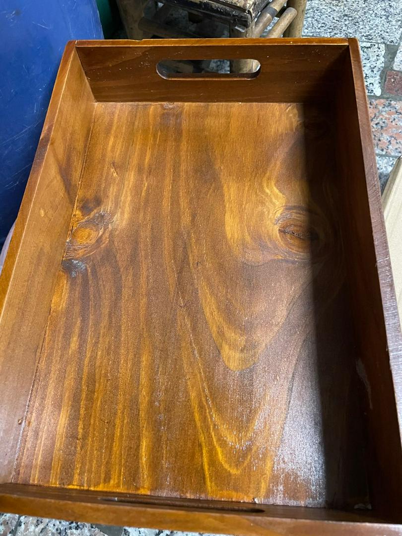 現貨zakka 生活雜貨淺木色深木藍色桌上收納整理盒原木托盤復古做舊字母 