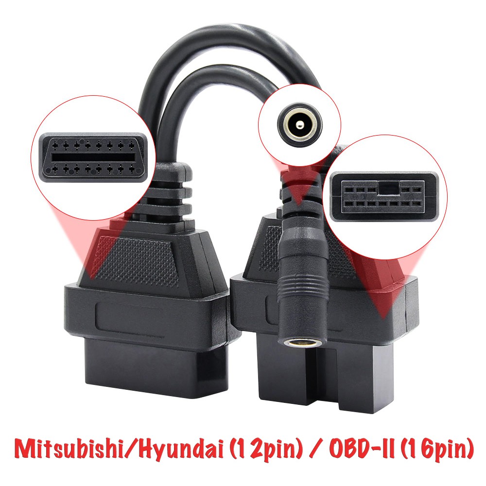 HYUNDAI 適用於 MITSUBISH/現代 12pin 轉 16Pin OBD2/OBDII DLC 汽車診斷工具