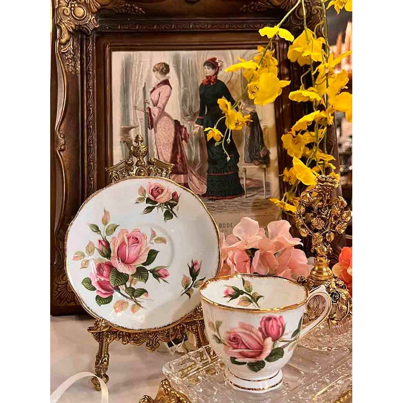#19世紀 英國製ROYAL ALBERT Anniversary Rose骨瓷杯碟組 #122146