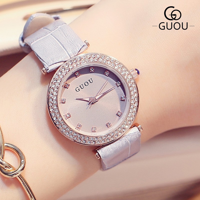 古歐GUOU 8112 水鑽小錶盤女士手錶學生腕表鋼帶石英女款手錶氣質手錶女