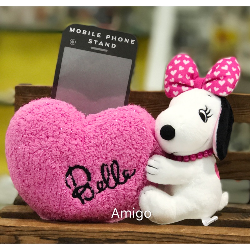 大阪環球影城 USJ Snoopy 史努比 Belle 貝兒 絨毛娃娃 玩偶 手機座