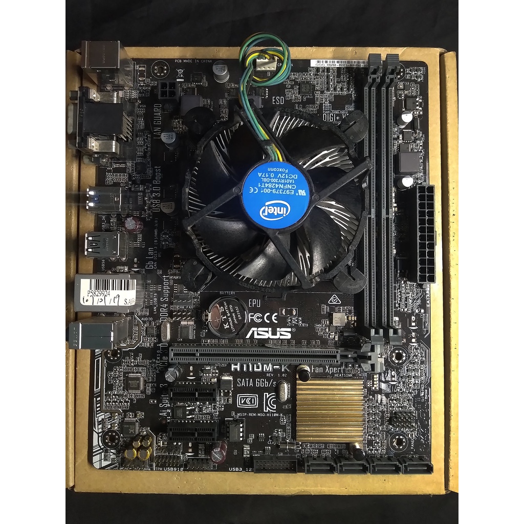 Intel Pentium G4600＋華碩 H110M-K 附主機板 I/O後擋板＋CPU風扇