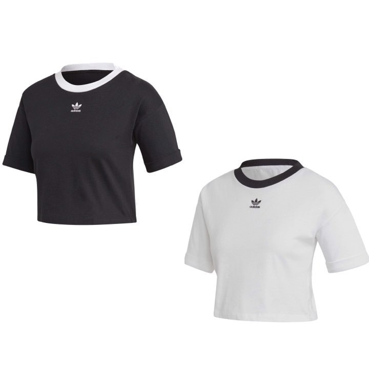 帝安諾-實體店面 Adidas Crop TOP 短版 三葉草 短T 棉T 小LOGO FM2556 FM2557