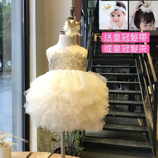 「臺灣現貨」韓版高階品質嬰幼童週歲禮服 女童週歲公主裙 女寶寶澎澎裙蛋糕裙生日小洋裝 花童婚紗禮服公主裙 畢業拍照禮服
