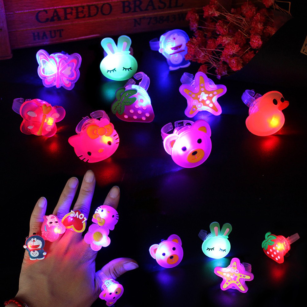 聖誕夜光環 LED 閃爍手指卡通燈派對兒童裝飾