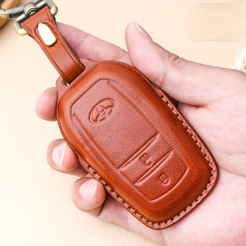 【我旺精品】豐田真皮汽車鑰匙包 適用於卡羅拉 凱美瑞 雷凌 漢蘭 達威 蘭達 RAV4 C-HR Toyota鑰匙保護套