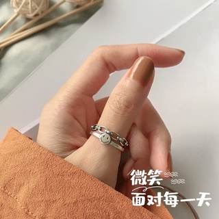 #Meifun【迷之微笑】仿舊微笑鏈條戒指 仿舊 鏈條戒指飾品 食指戒 中指戒 開口戒 可調戒圍 臺灣現貨