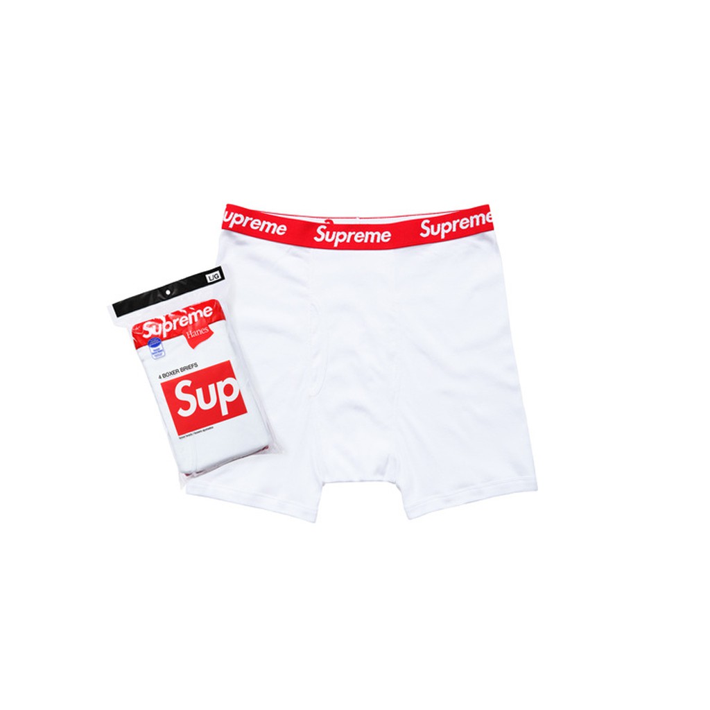 SUPREME x HANES BOXER BRIEFS 4 PACK 4件裝 平口內褲 四角褲 白色 黑色【高冠國際】
