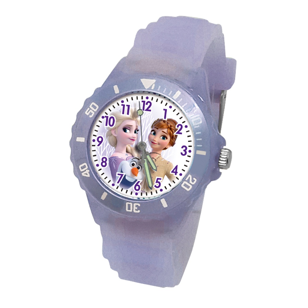 【冰雪奇緣】晶透繽紛果凍兒童錶_優美夥伴 正版授權 兒童手錶 學習時間 轉圈趣味手錶 可愛錶