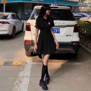 愛依依 洋裝 短袖 小黑裙 S-XL新款西裝連身裙女夏小心機收腰a字短裙子3F126-144.