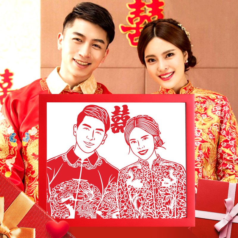 人像剪紙の結婚禮物定制實用送老外國友人創意diy紀念商務出國禮品 蝦皮購物