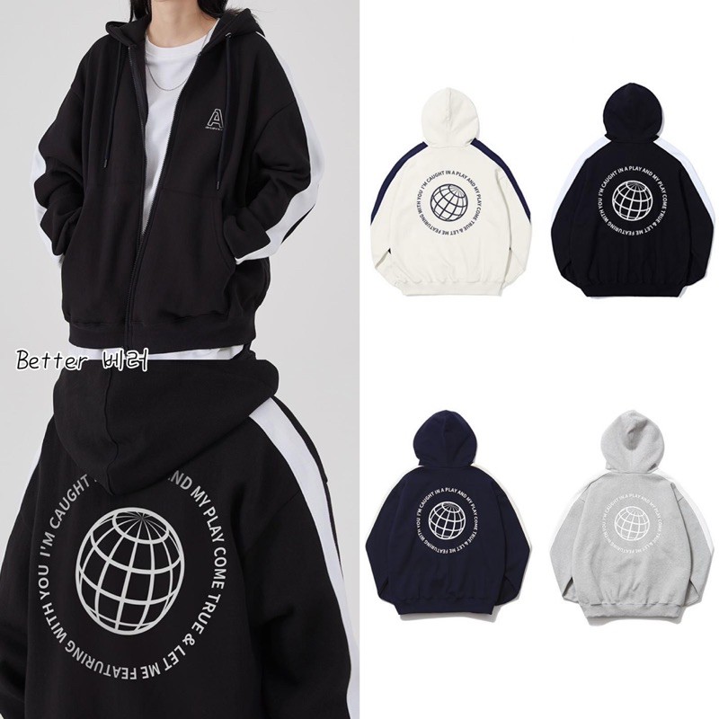 价格从 1 070 00 推 韓國品牌 Acover地球款刷毛外套circle Earth Side Line Hood Best Price Products