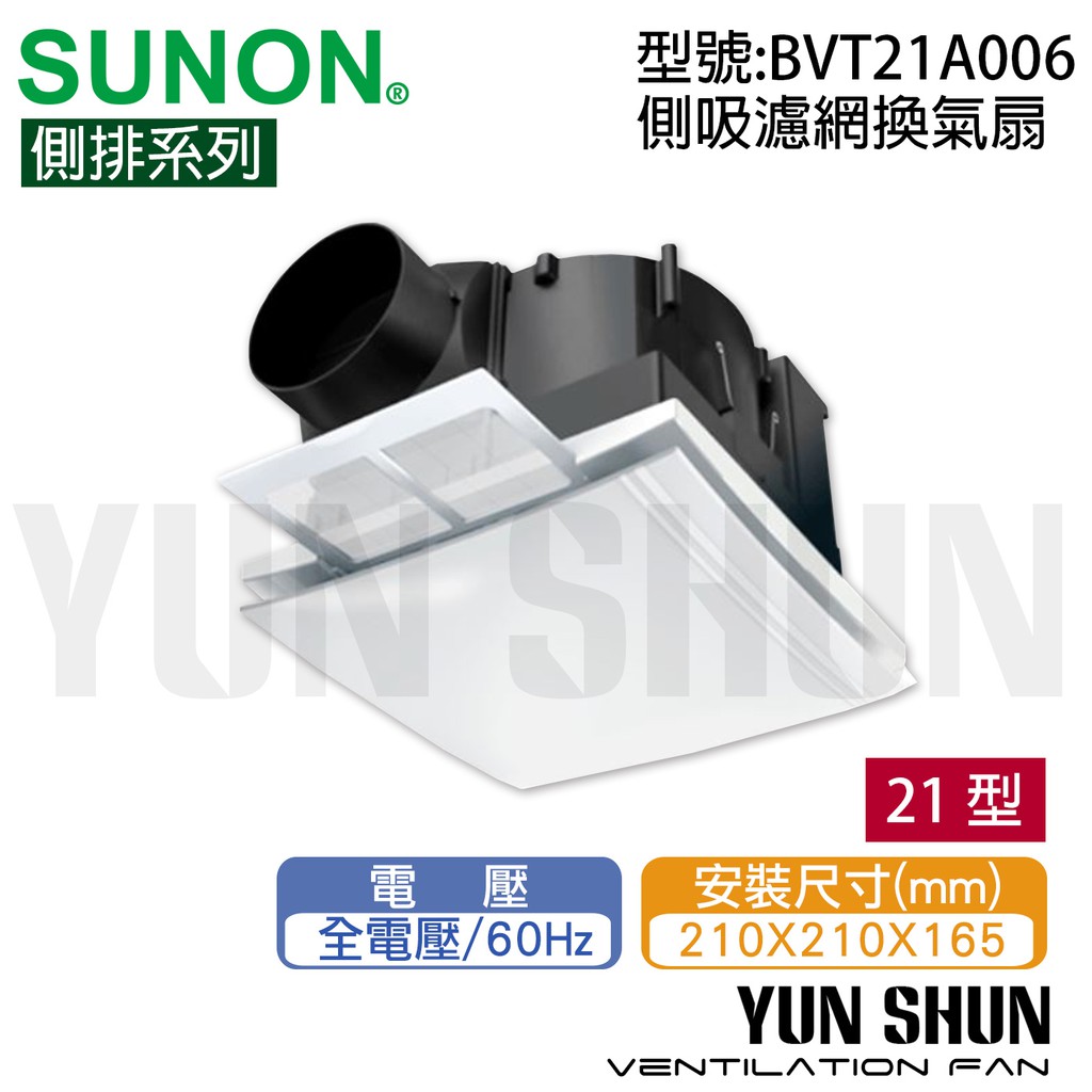 【水電材料便利購】SUNON 建準 超節能 超靜音 DC直流 側吸式換氣扇 (含濾網) BVT21A006 排風扇