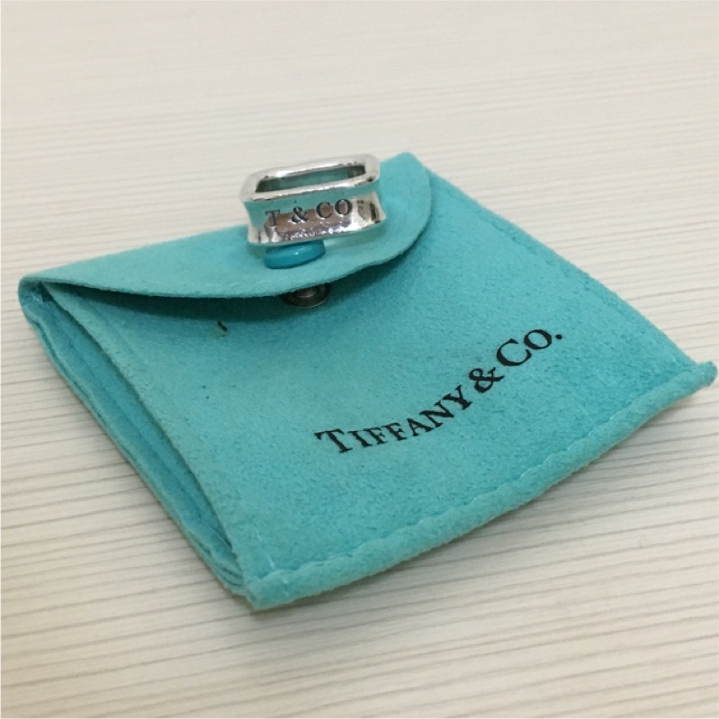 Tiffany&amp;Co. 925純銀二手真品方戒 附收納袋及拭銀布