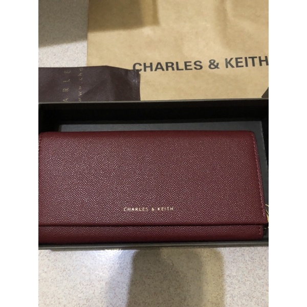 CHARLES &amp; KEITH～小ck 酒紅色皮夾～便宜賣❤️