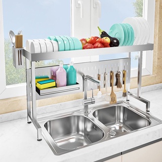 豪華款可伸縮檯面多功能收納架不鏽鋼烤漆 廚房水槽流理台上方置物架 碗架碟架瀝水架