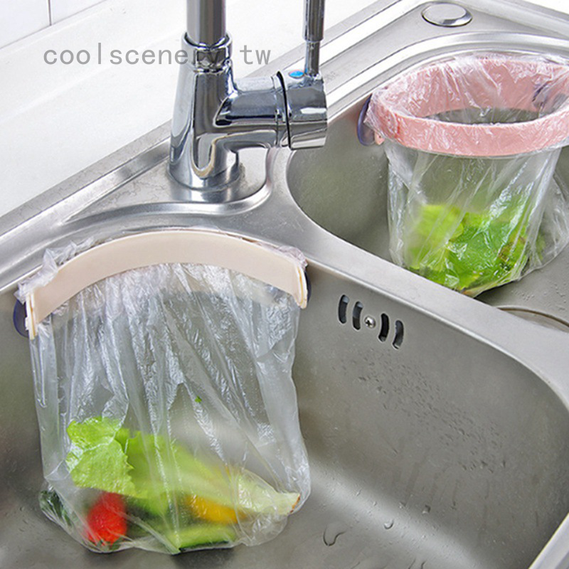 廚房水槽夾式垃圾架置物架 創意垃圾袋掛架 日式吸盤式垃圾袋架