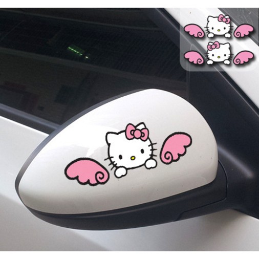 hello kitty 貼紙 可愛車貼  防水 遮醜貼 安全帽 行李箱 可愛貼紙 摩托車貼  翅膀