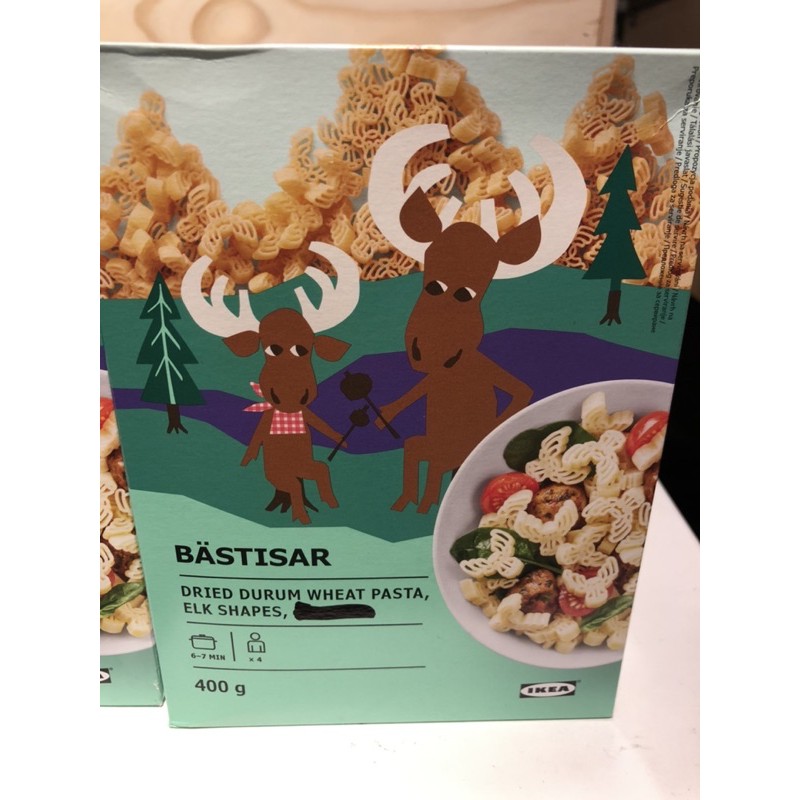 Ikea代購 Bastisar麋鹿造型麵400g 盒 蝦皮購物