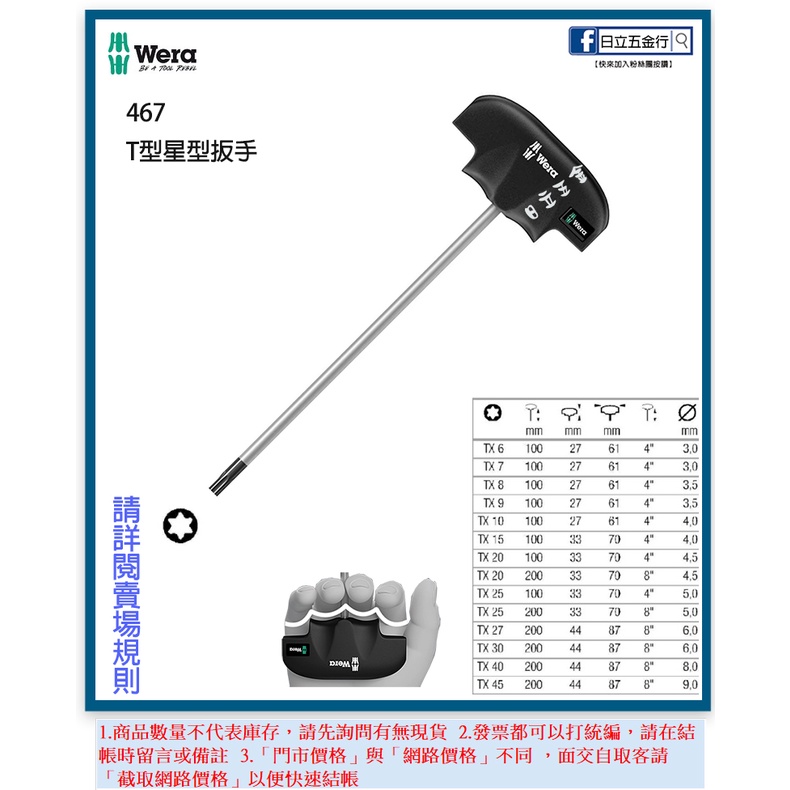 新竹日立五金《含稅》467 德國 Wera 專業星型六角扳手