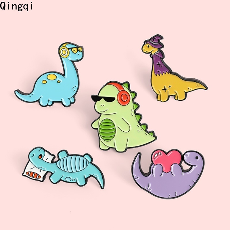 可愛的恐龍琺瑯別針有趣的動物胸針徽章卡通胸針首飾送給孩子朋友的禮物