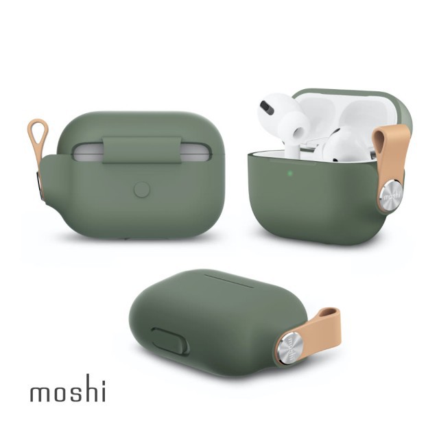 moshi Pebbo for AirPods Pro 藍牙耳機 充電盒 保護套 綠色 支援無線充電
