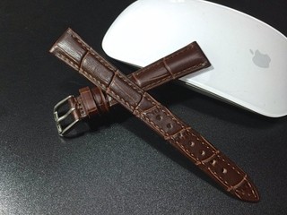 非swiss,特規女錶必備,15mm收12mm,咖啡色鱷魚紋,真皮錶帶,不鏽鋼製錶扣