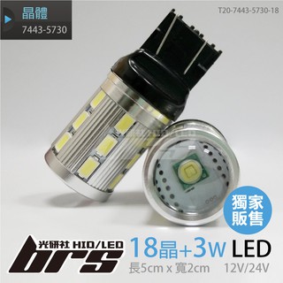 【brs光研社】T20-7443-5730-18 T20 7443-5730 18晶+3W LED 雙芯 大功率 魚眼